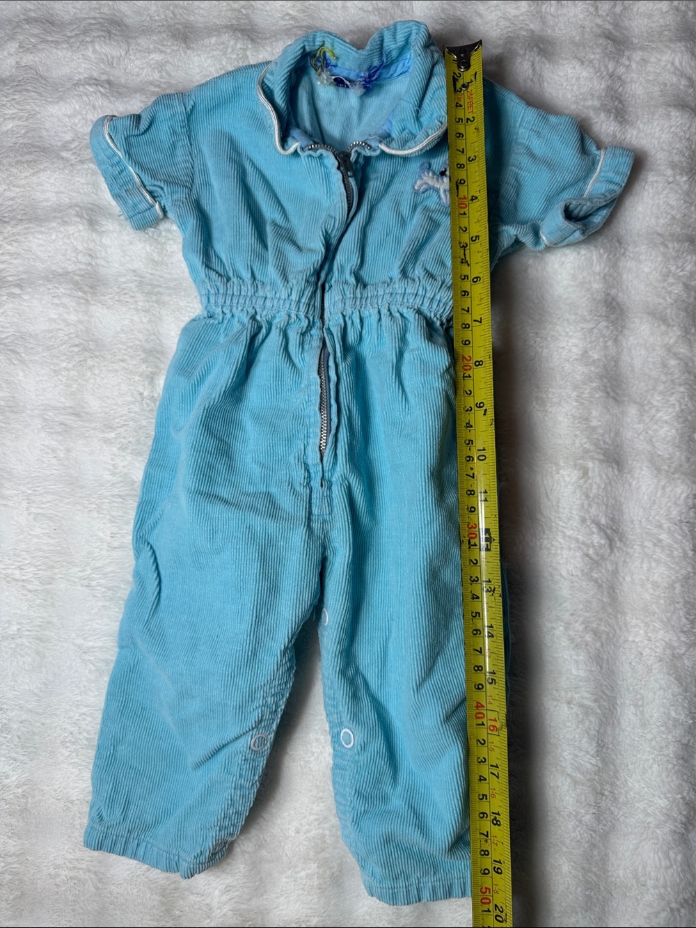 Vintage Mineto Corduroy Jumper One Piece Baby Blue Zip Up 6-9 Months - Picture 7 of 13